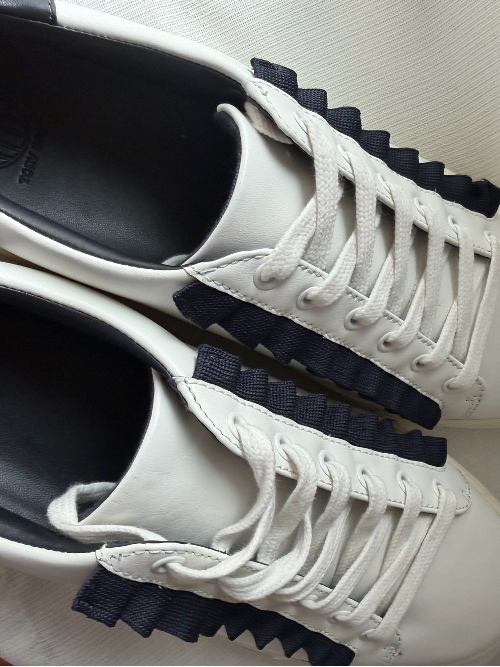 Tory Sport Ruffled Leather Sneakers - Picture 3 of 10